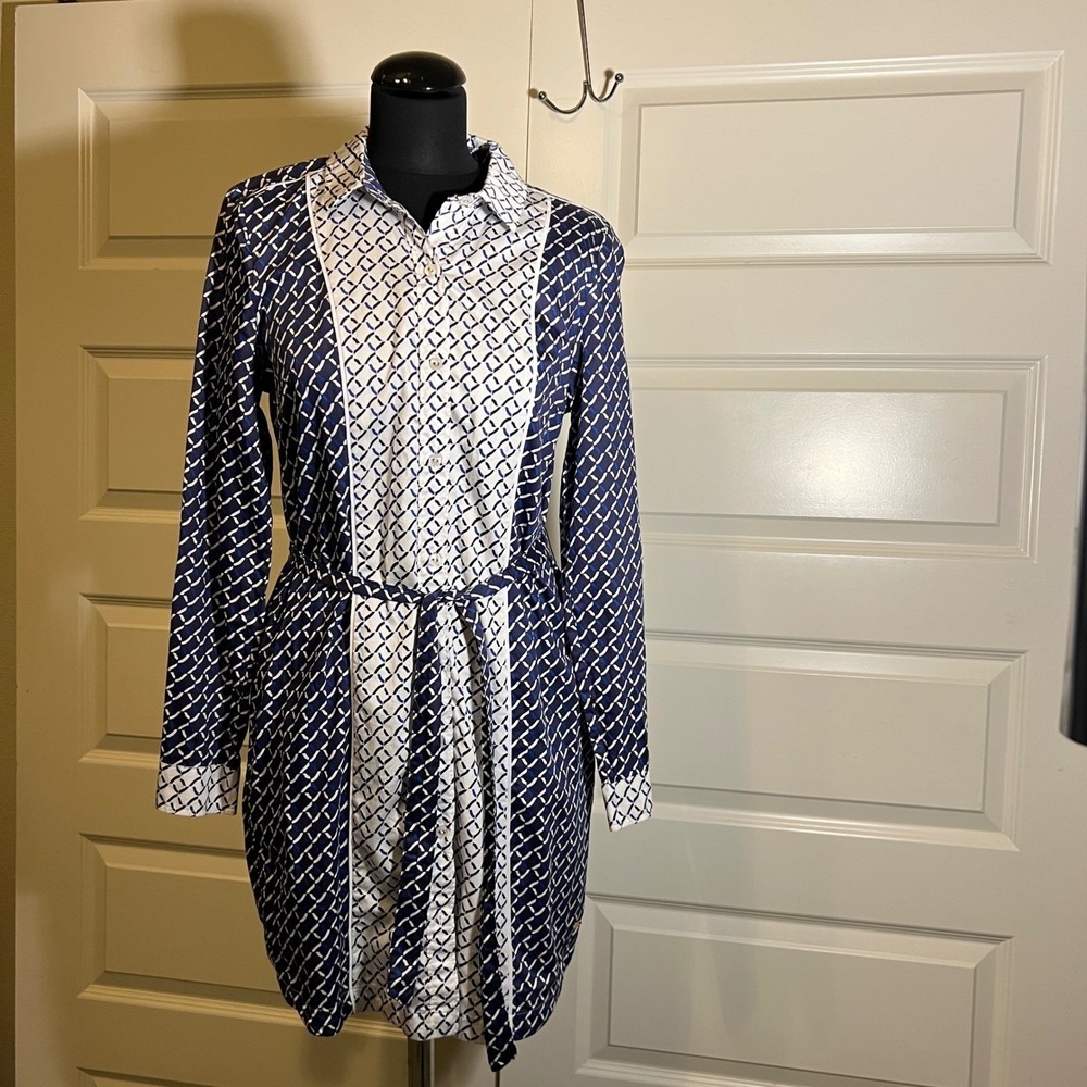 Tommy Hilfiger Astral Aura Dress in Navy Blue and White, Women's Size Medium - Picture 2 of 11